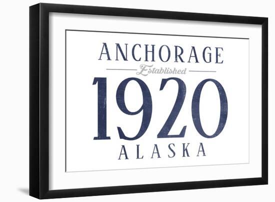 Anchorage, Alaska - Established Date (Blue)-Lantern Press-Framed Art Print