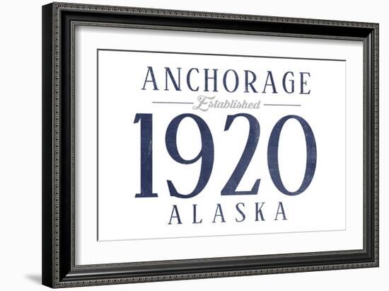 Anchorage, Alaska - Established Date (Blue)-Lantern Press-Framed Art Print