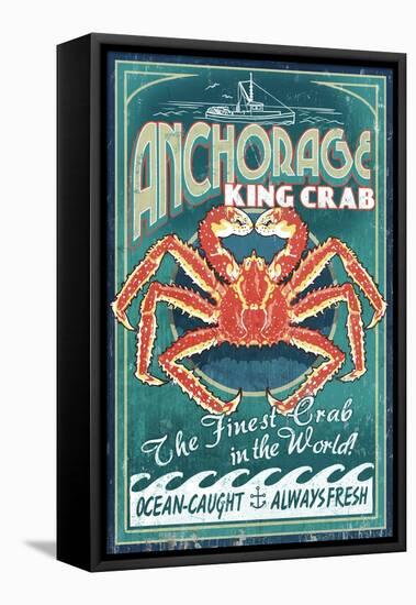 Anchorage, Alaska - King Crab-Lantern Press-Framed Stretched Canvas