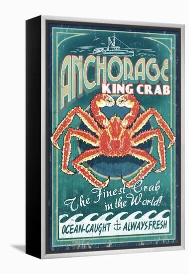 Anchorage, Alaska - King Crab-Lantern Press-Framed Stretched Canvas