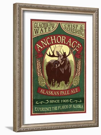Anchorage, Alaska - Moose Head Ale-Lantern Press-Framed Art Print
