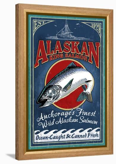 Anchorage, Alaska - Salmon-Lantern Press-Framed Stretched Canvas