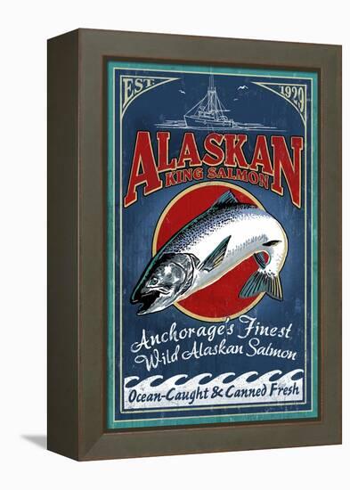 Anchorage, Alaska - Salmon-Lantern Press-Framed Stretched Canvas