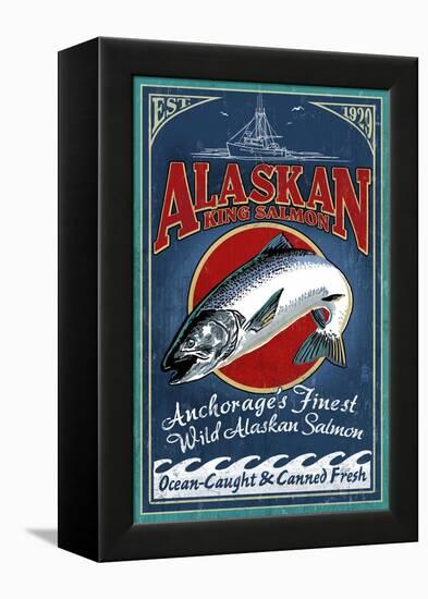 Anchorage, Alaska - Salmon-Lantern Press-Framed Stretched Canvas