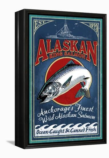 Anchorage, Alaska - Salmon-Lantern Press-Framed Stretched Canvas