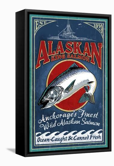 Anchorage, Alaska - Salmon-Lantern Press-Framed Stretched Canvas