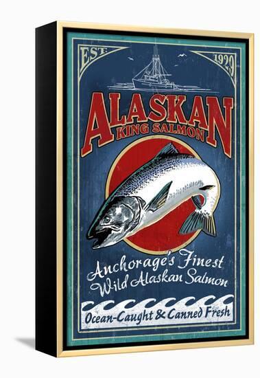 Anchorage, Alaska - Salmon-Lantern Press-Framed Stretched Canvas