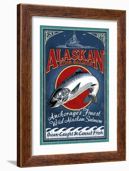 Anchorage, Alaska - Salmon-Lantern Press-Framed Premium Giclee Print