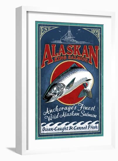 Anchorage, Alaska - Salmon-Lantern Press-Framed Premium Giclee Print