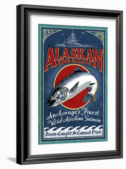 Anchorage, Alaska - Salmon-Lantern Press-Framed Premium Giclee Print