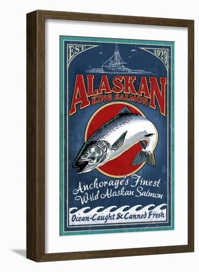 Anchorage, Alaska - Salmon-Lantern Press-Framed Art Print