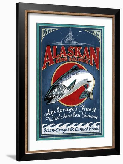 Anchorage, Alaska - Salmon-Lantern Press-Framed Art Print