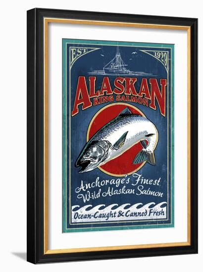 Anchorage, Alaska - Salmon-Lantern Press-Framed Art Print