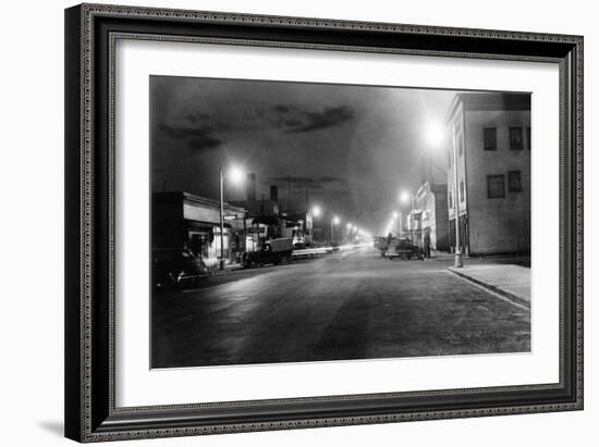 Anchorage, Alaska View of 4th Ave at night Photograph-Lantern Press-Framed Art Print