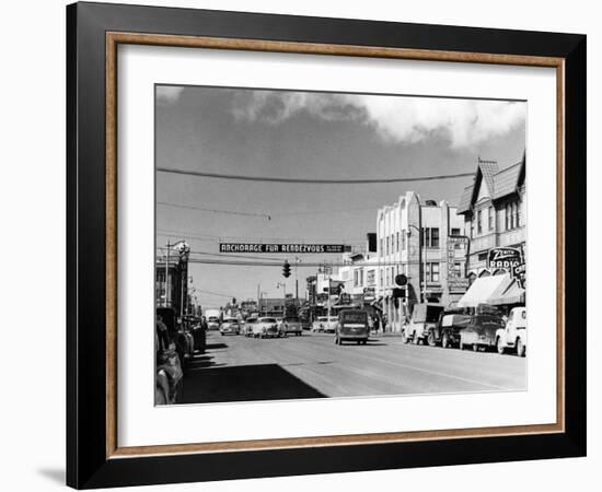 Anchorage, Alaska View of 4th Avenue Photograph-Lantern Press-Framed Art Print