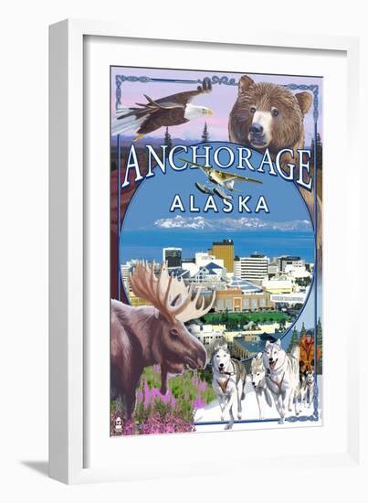 Anchorage, Alaska Views-Lantern Press-Framed Art Print