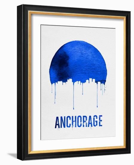 Anchorage Skyline Blue-null-Framed Art Print