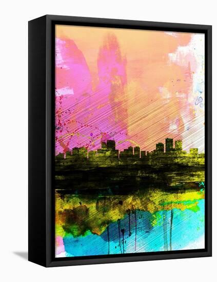 Anchorage Watercolor Skyline-NaxArt-Framed Stretched Canvas