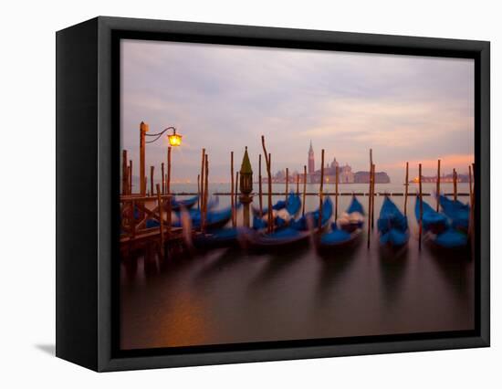 Anchored Gondolas at Twilight, Venice, Italy-Jim Zuckerman-Framed Premier Image Canvas