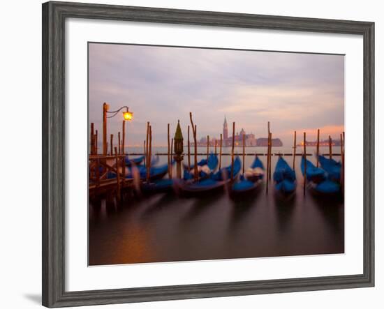 Anchored Gondolas at Twilight, Venice, Italy-Jim Zuckerman-Framed Photographic Print