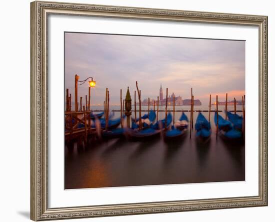 Anchored Gondolas at Twilight, Venice, Italy-Jim Zuckerman-Framed Photographic Print