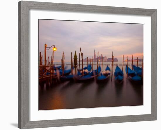 Anchored Gondolas at Twilight, Venice, Italy-Jim Zuckerman-Framed Photographic Print