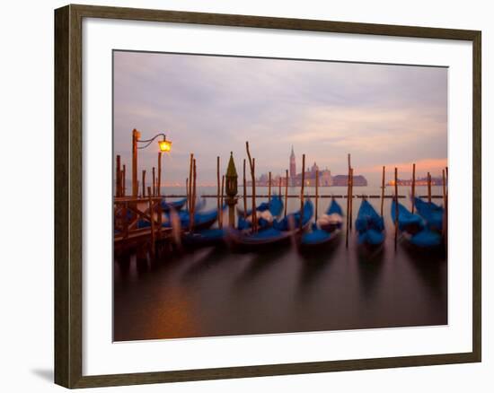 Anchored Gondolas at Twilight, Venice, Italy-Jim Zuckerman-Framed Photographic Print