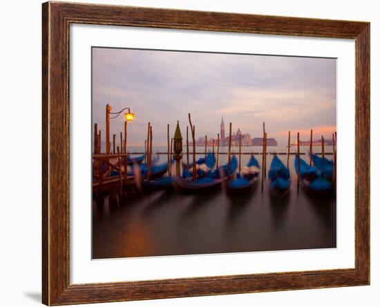 Anchored Gondolas at Twilight, Venice, Italy-Jim Zuckerman-Framed Photographic Print