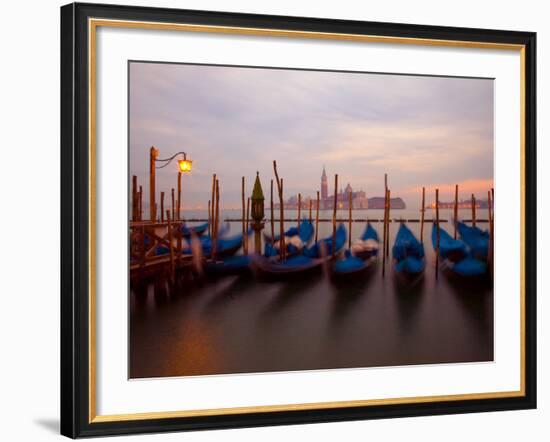 Anchored Gondolas at Twilight, Venice, Italy-Jim Zuckerman-Framed Photographic Print