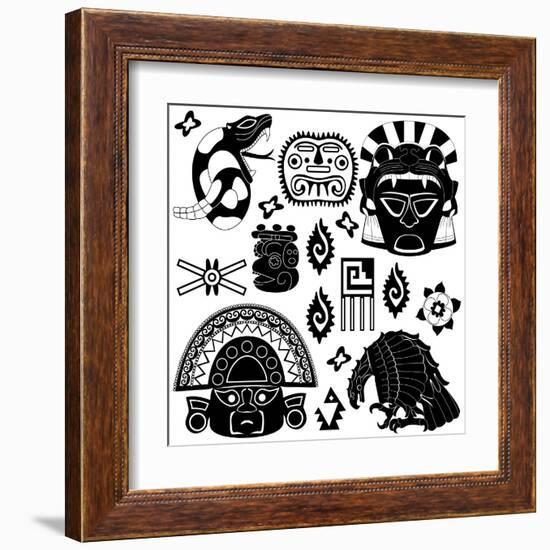 Ancient American Pattern-Sateda-Framed Art Print