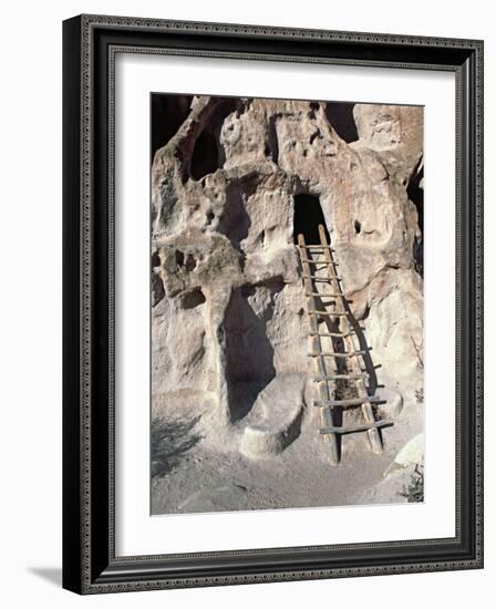 Ancient Anasazi Ruins and Cliff Dwellings in Rock, Bandlelier National Monument, New Mexico, USA-Charles Sleicher-Framed Photographic Print