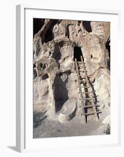 Ancient Anasazi Ruins and Cliff Dwellings in Rock, Bandlelier National Monument, New Mexico, USA-Charles Sleicher-Framed Photographic Print