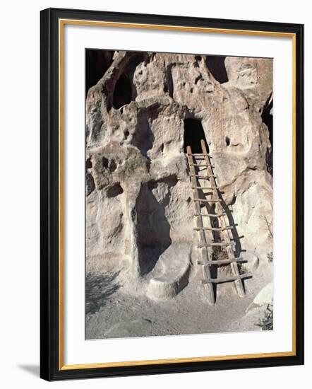 Ancient Anasazi Ruins and Cliff Dwellings in Rock, Bandlelier National Monument, New Mexico, USA-Charles Sleicher-Framed Photographic Print