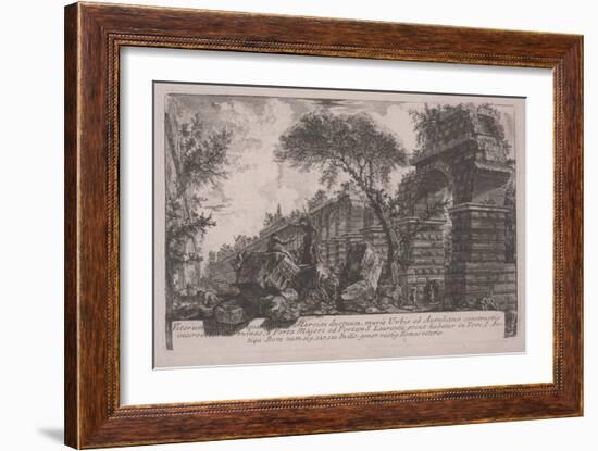 Ancient Aqueduct of the Acqua Marcia at the City Walls Erected by Aurelian, 1761 (Etching)-Giovanni Battista Piranesi-Framed Giclee Print