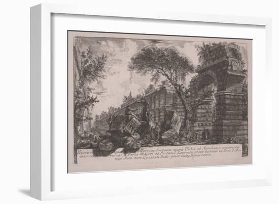 Ancient Aqueduct of the Acqua Marcia at the City Walls Erected by Aurelian, 1761 (Etching)-Giovanni Battista Piranesi-Framed Giclee Print