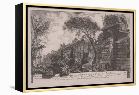 Ancient Aqueduct of the Acqua Marcia at the City Walls Erected by Aurelian, 1761 (Etching)-Giovanni Battista Piranesi-Framed Premier Image Canvas