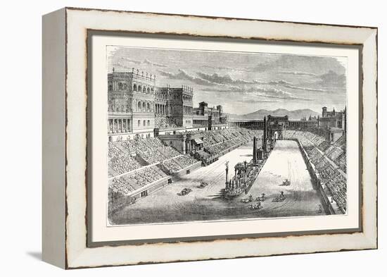 Ancient Arena Restored Showing a Chariot Race-null-Framed Premier Image Canvas