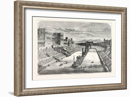 Ancient Arena Restored Showing a Chariot Race-null-Framed Giclee Print