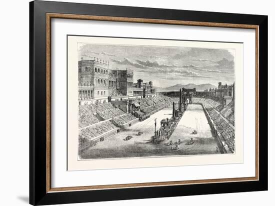 Ancient Arena Restored Showing a Chariot Race-null-Framed Giclee Print