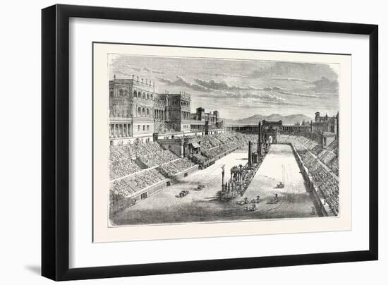 Ancient Arena Restored Showing a Chariot Race-null-Framed Giclee Print