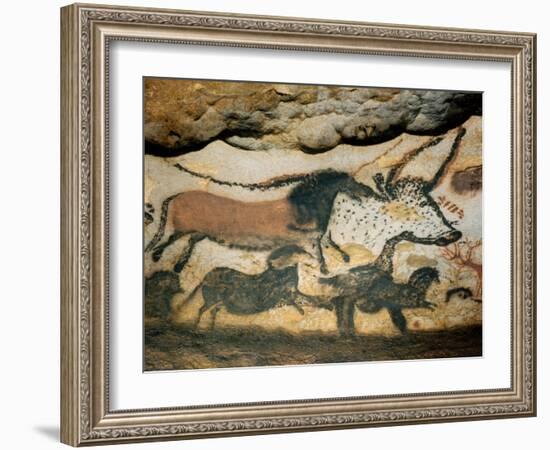 Ancient Artwork on the Walls of the Cave at Lascaux-null-Framed Photographic Print