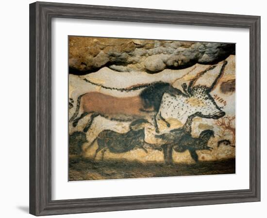 Ancient Artwork on the Walls of the Cave at Lascaux-null-Framed Photographic Print