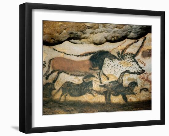 Ancient Artwork on the Walls of the Cave at Lascaux-null-Framed Photographic Print