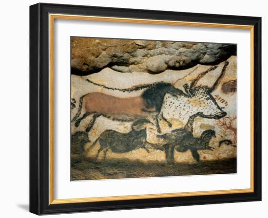 Ancient Artwork on the Walls of the Cave at Lascaux-null-Framed Photographic Print