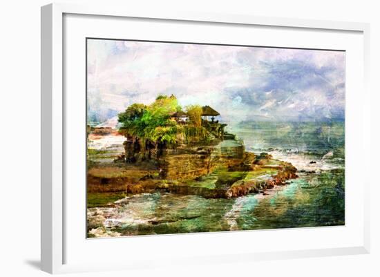 Ancient Balinese Temple - Picture In Painting Style-Maugli-l-Framed Art Print