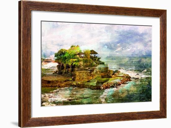 Ancient Balinese Temple - Picture In Painting Style-Maugli-l-Framed Art Print