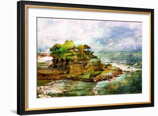 Ancient Balinese Temple - Picture In Painting Style-Maugli-l-Framed Art Print