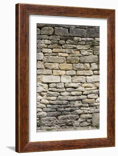 Ancient Brick and Stone Wall Detail, Burford, Oxfordshire, Cotswolds, England-Natalie Tepper-Framed Photo