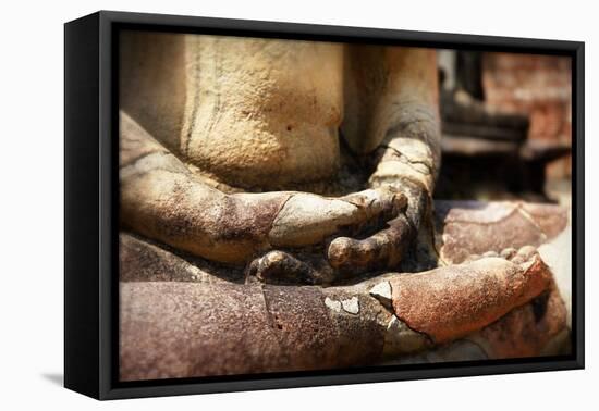 Ancient Buddha Statue close up in Sri Lanka Temple-Maugli-l-Framed Premier Image Canvas