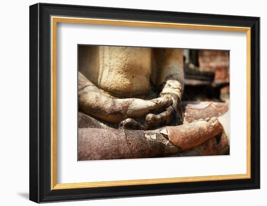 Ancient Buddha Statue close up in Sri Lanka Temple-Maugli-l-Framed Photographic Print